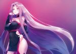  boots collar commentary_request dress facial_mark fate/grand_order fate_(series) forehead_mark highres long_hair purple_hair rider sleeveless strapless strapless_dress taishi_(picchiridou) thigh_boots thighhighs very_long_hair 