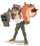  anthro armor beezii breasts cherry_bomb_(beezii) clothed clothing explosives female helmet mammal one_eye_closed rodent smile solo squirrel weapon wink 