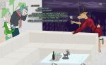 absurd_res alcohol amputee anthro beastars beverage canid canine canis clothing comic container cup deer disability drinking_glass female furniture glass glass_container glass_cup glass_table group hand_holding happy haru_(beastars) hi_res lagomorph legoshi_(beastars) leporid louis_(beastars) male mammal rabbit robe scarf skyline smug sofa tenge_mage text trio wine wine_glass wolf