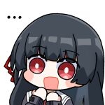  ... 1girl artistic_error bad_id bad_twitter_id black_hair bright_pupils chibi chibi_only chisa_(wuthering_waves) commentary hands_up long_hair simple_background solo symbol-only_commentary twomoon upper_body white_background white_pupils wuthering_waves 