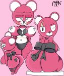  2018 anthro bear blush bow breasts clothed clothing cuddle_team_leader cute embarrassed eye_scar female fortnite mammal nude one_eye_closed panties ponk scar short_stack slightly_chubby topless underwear wink 