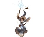  braid brown_eyes brown_hair dress full_body granblue_fantasy harvin hat holding long_dress long_hair long_sleeves looking_at_viewer minaba_hideo official_art open_mouth solo suframare transparent_background very_long_hair 
