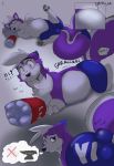  canine clothed clothing comic cynder_nightshadow diaper digital_media_(artwork) feces feral fox fur hair happy mammal metalfox multi_tail open_mouth pooping purple_eyes purple_flesh purple_fur scat shorts simple_background smile thought_bubble tongue white_fur 