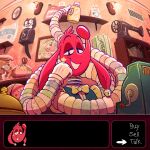 animate_inanimate animated anthro bow_tie canid canine canis cash_register cashier clothed clothing clown_nose domestic_dog fur fur_tuft gameplay_mechanics inside kit-cat_klock living_toy mammal markings pincushion red_body red_fur sewing_machine solo star_(marking) store storefront talking_to_viewer tuft unusualdolls