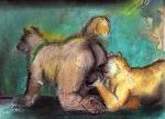  all_fours anthro ball_grab ball_lick balls bd brown_fur butt canine chalk_(artwork) collar dog duo eyes_closed fur licking male male/male mammal nude oral pastel_(artwork) pawpads pencil_(artwork) penis raised_tail sex slightly_chubby tongue tongue_out traditional_media_(artwork) whiskers 