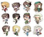  3girls 6+boys absurdres ahoge aiguillette animal animal_ears apron axis_powers_hetalia baggy_pants bandaged_leg bandages belarus_(hetalia) belarusian_flag belt beret black_belt black_bow black_bowtie black_cat black_gloves black_hat black_pants black_pantyhose black_shoes blonde_hair blue_dress blue_eyes blue_jacket blue_pants boots bow bowtie breast_pocket brown_belt brown_boots brown_coat brown_hair brown_jacket brown_pants brown_shoes bulgaria_(hetalia) bulgarian_flag buttons cape cat cat_ears cat_tail chibi chibi_only clenched_hand closed_eyes closed_mouth coat collared_jacket collared_shirt crossed_arms cup disposable_coffee_cup disposable_cup dress earrings egypt_(hetalia) egyptian_flag empty_eyes eye_mask facial_hair fang flower from_side full_body fur-trimmed_coat fur-trimmed_sleeves fur_trim gloves gold_earrings greece_(hetalia) greek_flag green_cape green_coat green_eyes green_hat green_jacket green_necktie green_pants grey_hair grey_mask hair_between_eyes hair_bow hair_flower hair_ornament hairband half-closed_eyes hand_on_own_hip hands_in_pockets hands_up hat highres holding holding_cup holding_knife holding_paper holding_polearm holding_stick holding_weapon hood hoodie hungarian_flag hungary_(hetalia) jacket jewelry juliet_sleeves kaminai404 knife lapels leaf lithuania_(hetalia) lithuanian_flag long_hair long_sleeves looking_at_viewer mask military military_hat military_jacket military_uniform mini_hat moldova_(hetalia) moldovan_flag multiple_boys multiple_girls neck_ring necktie no_pupils open_clothes open_jacket open_mouth pants pantyhose paper pet pink_flower pocket poland_(hetalia) polearm polish_flag puffy_long_sleeves puffy_sleeves purple_eyes red_coat red_eyes red_necktie romania_(hetalia) romanian_flag scarf shirt shoes short_hair short_sleeves siblings sidelocks simple_background sisters slovak_flag slovakia_(hetalia) smile standing standing_on_one_leg stick suspenders sweatdrop t-shirt tail trident turban turkey_(hetalia) turkish_flag two_side_up ukraine_(hetalia) ukrainian_flag v-shaped_eyebrows very_long_hair waist_apron wavy_hair weapon white_apron white_background white_belt white_bow white_cat white_hat white_hoodie white_scarf white_shirt white_turban wide_sleeves x_hair_ornament yellow_hairband 