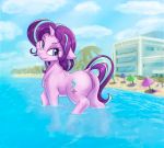  2018 absurd_res alcor90 anatomically_correct anatomically_correct_pussy anus butt cloud cutie_mark dock equine eyelashes female feral friendship_is_magic hair hi_res hooves horn mammal multicolored_hair my_little_pony outside partially_submerged pussy smile starlight_glimmer_(mlp) two_tone_hair underhoof unicorn water 