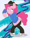  1990s acstlu blue_eyes clothing equine female friendship_is_magic fur hair half-closed_eyes hat horse looking_at_viewer mammal my_little_pony panties pink_fur pink_hair pinkie_pie_(mlp) pony solo teeth underwear undressing 