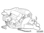  2girls 69 blueversusred blush boots cammy_white capcom cunnilingus fingerless_gloves gloves leotard licking lineart lying monochrome multiple_girls on_back oral street_fighter tongue watermark web_address yuri 