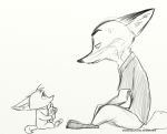  2017 anthro canine cub daughter disney duo fan_character father female fox fur isabelle_wilde male mammal nick_wilde parent sketch trashasaurusrex young zootopia 