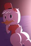  anthro avian backsack balls bird bottomless butt clothed clothing cub disney duck ducktales ducktales_(2017) hat huey_duck jerseydevil male solo young 
