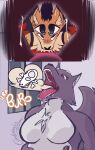 4_eyes absurd_res anthro bone burp_cloud burping canid canine canis comic fangs fatal_vore fisheye_lens fox gd_(globaldonut34) globaldonut34 gynomorph hi_res intersex male mammal multi_eye open_mouth oral_vore sharp_teeth skull teeth vore willing_prey wolf