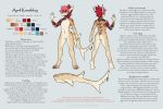  2018 amber_eyes anthro digital_media_(artwork) english_text featureless_crotch female fin fin_piercing fish flat_chested furgonomics furry-specific_piercing hair marine model_sheet navel nude piercing pink_hair red_hair shark solo tan_skin text wolfirry 