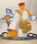  barefoot crush destruction dirty dirty_soles draxi feet flip_flop foot_focus low-angle_view macro male micro multiple_sizes musky ring surik thaz_(artist) thaz_(character) toe_ring 