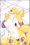  absurd_res anthro areola armwear big_breasts blush breasts canine clothed clothing cute digimon erzabloodred female fluffy hi_res looking_at_viewer mammal renamon solo video_games 