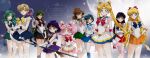 6+girls aino_minako aqua_hair back_bow bishoujo_senshi_sailor_moon bishoujo_senshi_sailor_moon_supers black_choker black_hair black_sailor_collar black_skirt blonde_hair blue_choker blue_eyes blue_hair blue_sailor_collar blue_skirt bow bowtie brooch brown_hair chibi_usa choker circlet commentary_request crescent crescent_earrings earrings gloves green_choker green_eyes green_hair green_sailor_collar green_skirt hair_bow heart heart_brooch heart_choker heroes'_gallery highres hino_rei inner_senshi jewelry kaiou_michiru kino_makoto lips looking_at_viewer meiou_setsuna mizuno_ami multicolored_skirt multiple_girls orange_choker orange_sailor_collar orange_skirt outer_senshi parted_bangs parted_hair pink_bow pink_eyes pink_hair pink_sailor_collar purple_eyes purple_hair purple_sailor_collar purple_skirt red_choker red_eyes red_sailor_collar red_skirt sailor_chibi_moon sailor_collar sailor_jupiter sailor_mars sailor_mercury sailor_moon sailor_neptune sailor_pluto sailor_saturn sailor_senshi_uniform sailor_uranus sailor_venus sarashina_kau serious shirt skirt smile star_(symbol) star_choker star_earrings stud_earrings super_sailor_chibi_moon super_sailor_jupiter super_sailor_mars super_sailor_mercury super_sailor_moon super_sailor_neptune super_sailor_pluto super_sailor_saturn super_sailor_uranus super_sailor_venus swept_bangs tan ten'ou_haruka tomoe_hotaru tsukino_usagi white_gloves white_shirt yellow_choker 