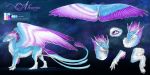  akearyu blue_feathers blue_fur claws digital_media_(artwork) dragon feathered_dragon feathered_wings feathers female feral fur furred_dragon isvoc model_sheet open_mouth pink_feathers purple_eyes purple_feathers solo standing teeth tongue white_fur wings 