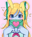  ... 1girl 4str0zz android artist_name blonde_hair blue_eyes cave_story collarbone commentary corrupted_twitter_file curly_brace english_commentary envelope highres holding holding_envelope long_hair neckerchief outline pink_background pink_outline red_neckerchief simple_background solo twitter_username untranslatable_commentary white_outline 