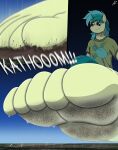  absurd_res anthro az12lol barefoot bodily_fluids city_crushing crushed_micros digital_media_(artwork) dirty dirty_feet earth_pony english_text equid equine feet foot_crush foot_fetish foot_focus friendship_is_magic giga hasbro hi_res horse landscape_dwarfing macro male mammal my_little_pony plantigrade pony sandbar_(mlp) size_difference soles solo stomping sweat sweaty_feet text toes 
