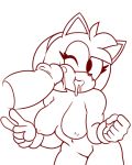  amy_rose anthro clothing cum cum_drip cum_in_mouth cum_inside dripping female gloves hedgehog lewd4food male mammal navel nude one_eye_closed penis simple_background smile sonic_(series) video_games wink 