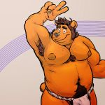  armpit_hair bear belly body_hair chest_hair clothing deep_navel fundoshi japanese_clothing male mammal mayku moobs musclechub musk navel nips overweight overweight_male pecs scruffy slightly_chubby sweat underwear 