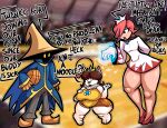 3_toes after_transformation antennae_(anatomy) anthro basketball belly big_breasts black_mage_(final_fantasy) black_mage_(job) blue_clothing blue_eyes blurred_background bottomwear breasts brown_hair clothing crown daisy_(flower) derocrossh dialogue feet female final_fantasy flower footwear gold_crown grey_bottomwear grey_clothing grey_pants group hair hat headgear headwear high_heels human humanoid magic male mammal mario_bros mario_hoops_3-on-3 moogle nintendo orange_bottomwear orange_clothing orange_shorts pants particles pink_hair plant pointy_shoes princess_daisy robe shoes shorts shortstack shortstack_female silver_crown speech_bubble square_enix thick_thighs toes transformation trio white_body white_clothing white_mage white_mage_(final_fantasy) wide_hips wizard_hat yellow_clothing yellow_eyes