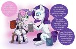  2018 bandage bucket dsialog duo english_text equine female friendship_is_magic horn machine mammal my_little_pony rarity_(mlp) robot sweetie_belle_(mlp) sweetie_bot_(mlp) tears text towel unicorn vavacung water 