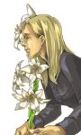 artist_request blonde_hair breasts claudia_wolf flower jacket long_hair lowres no_eyebrows profile silent_hill silent_hill_3 solo vest 