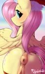  2018 absurd_res anatomically_correct anatomically_correct_pussy animal_genitalia animal_pussy anus butt christmas cutie_mark equine equine_pussy female feral fluttershy_(mlp) friendship_is_magic hi_res holidays kei_kun looking_at_viewer looking_back mammal my_little_pony pegasus pussy solo wings 