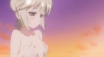  1girl animated animated_gif areolae blush breast_grab breasts ezomori_nozomu grabbing kanokon nipples small_breasts solo 
