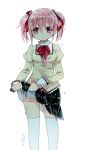  ayumaru_(art_of_life) highres kaname_madoka mahou_shoujo_madoka_magica mitakihara_school_uniform pink_eyes pink_hair school_uniform shirt skirt solo thighhighs twintails water wet wet_clothes wet_hair wet_shirt wet_skirt wet_thighhighs 