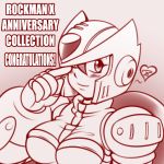  1girl android blush breasts capcom copyright_name female hair_between_eyes hearth hyoumaru index_finger_raised iris_(rockman_x) large_breasts long_hair monochrome portrait rockman rockman_x smile solo text_focus uncolored zero_(rockman) 