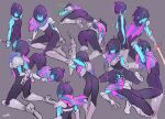 1other ass bad_id bad_twitter_id black_hair blue_skin bodysuit chain chain_around_neck chained_wrists colored_skin deltarune eating_non-food expressionless flexible flexing full_body hands_on_ground holding holding_sword holding_weapon huge_ass kris_(dark_world)_(deltarune) kris_(deltarune) moss noah_(tettsui-sole) short_hair simple_background skin_tight solo spread_legs sword utdr_(toby_fox) weapon wide_spread_legs 