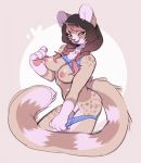  anthro breasts clothing colored_sketch feline female looking_at_viewer mammal nipple_pinch pinch shirt_up smile solo takiminada underwear underwear_down 