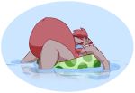  2018 absurd_res anthro aster_(character) belly big_belly bikini breasts canine clothing digital_media_(artwork) dima_(artist) female fur hair hi_res hyper hyper_belly inner_tube mammal navel open_mouth outside pregnant sea smile solo swimsuit water wolf 