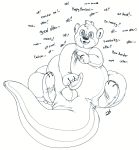  2018 3_fingers 3_toes absurd_res animal_costume anthro balls costume hi_res hypnosis inflatable long_tail male mammal mind_control monochrome mustelid open_mouth otter penis rubber simple_background solo spiral spiral_eyes stormdragonblue toes tongue tongue_out white_background zipper 
