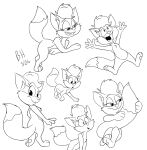 celine_(celine_and_cheswick) digital_media_(artwork) domestic_cat eyelashes felid feline felis female feral fluffy fluffy_tail hi_res looking_back mammal mongo_pangolin multiple_poses paws pose semi-anthro simple_background sketch_page solo surprised tail tail_hug white_background