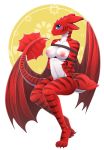  2018 anthro areola blue_eyes breasts digital_media_(artwork) dragon female knight_dd membranous_wings nipples red_skin rope sitting smile solo wings 