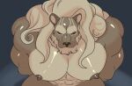 abs age_difference aged_up anthro barazoku beard dislyte facial_hair felid feline felis hi_res imminent_sex javid_(dislyte) lilith_games lion looking_at_viewer male mammal mature_anthro mature_male muscular muscular_anthro muscular_male nipples older_anthro pantherine pinumontbalou solo