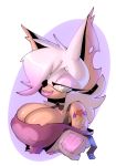  2018 anthro bat big_breasts bigdad black_nose breasts bust_portrait cleavage clothed clothing female gloves green_eyes hair half-closed_eyes lipstick looking_at_viewer makeup mammal portrait rouge_the_bat shirt smile solo sonic_(series) tank_top tattoo torn_clothing two_tone_background white_hair 