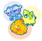  ache13337003 baby_animal bird browt chibi chibi_only chick circle dog gecko gecqua highres no_humans pawpads pokemon pokemon_(creature) pokemon_day pokemon_ww pombon pomeranian_(dog) simple_background 