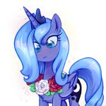  2018 blue_feathers blue_hair color_edit colored crown cute cutie_mark edit equine eyelashes eyeshadow feathered_wings feathers female feral flower flower_necklace friendship_is_magic hair horn jumblehorse leaves long_hair looking_down makeup mammal mascara my_little_pony nude plant portrait princess_luna_(mlp) rose royalty simple_background solo standing teal_eyes white_background winged_unicorn wings 