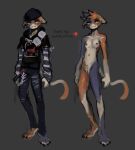 2025 4_toes anthro barefoot beanie biped black_beanie black_bottomwear black_claws black_clothing black_eyebrows black_hat black_headwear black_hoodie black_pants black_topwear blue_body blue_fur bottomwear breasts calico_cat cheek_tuft claws clothed clothed_anthro clothed_female clothed_to_nude clothing digital_media_(artwork) dipstick_tail directional_arrow domestic_cat ear_piercing ears_down english_text epic_games eyebrows eyeshadow facial_tuft feet felid feline felis female female_anthro fingers fish_hook fish_hook_piercing fortnite fully_clothed fully_clothed_anthro fully_clothed_female fur genitals grey_background hat headgear headwear hoodie hook innie_vulva long_sleeve_shirt long_sleeves looking_aside makeup mammal markings meow_skulls mouth_closed multicolored_body multicolored_fur multicolored_tail navel nipples nude nude_anthro nude_female orange_body orange_eyes orange_fur orange_tail orange_tail_tip pajamamcham pants pattern_clothing pattern_shirt pattern_topwear piercing pivoted_ears print_clothing print_hoodie print_topwear pubes shirt simple_background small_breasts solo standing striped_clothing striped_shirt striped_topwear stripes tail tail_markings text toe_claws toes topwear torn_bottomwear torn_clothing torn_pants tuft undershirt vulva white_body white_fur white_tail