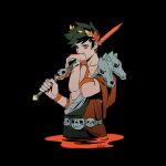  1boy ancient_greek_clothes artist_name black_background black_hair black_sclera blood cerberus colored_sclera commentary greco-roman_clothes green_eyes hades_(series) hades_1 heterochromia holding holding_sword holding_weapon laurel_crown male_focus over_shoulder partially_submerged poxeii red_eyes short_hair single_bare_shoulder skull_belt solo spiked_hair sword sword_over_shoulder toga untranslatable_commentary upper_body weapon weapon_over_shoulder wiping_blood wiping_face zagreus_(hades) 