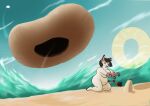 anthro bandai_namco belly breasts curvy_figure digimon digimon_(species) female gatomon inflatable jean_jacket_(nope) nipples nufe pickles-hyena sand_castle sculpture solo