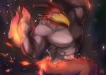  anthro avian beak feathers fire jojo&#039;s_bizarre_adventure kurono_rokurou magician&#039;s_red male muscular muscular_male pose red_eyes red_feathers solo stand_(jjba) 