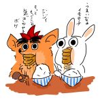 1:1 2022 activision ambiguous_anthro ambiguous_gender anthro bandicoot black_eyebrows black_eyes black_nose bowl brown_clothing brown_fingerless_gloves brown_gloves brown_handwear chopsticks clothing colored container crash_bandicoot crash_bandicoot_(series) crossover digital_drawing_(artwork) digital_media_(artwork) double_chin duo eyebrows fingerless_gloves food food_in_mouth fur furniture gloves gloves_only hair handwear handwear_only holding_chopsticks holding_object japanese_description japanese_text lagomorph male male_anthro mammal maple_syrup marsupial mitten_hands mostly_nude mostly_nude_anthro mostly_nude_male multicolored_body multicolored_fur no_eyebrows no_pupils noseless nude_ambiguous nude_anthro orange_body orange_fur osirisky pancake pancake_in_mouth puffed_cheeks rabbid raving_rabbids rayman_(series) red_hair rice shaded short_hair simple_background table tan_body tan_fur tan_inner_ear tan_skin text thick_eyebrows translation_request two_tone_body two_tone_fur ubisoft white_background white_body white_fur wide_eyed