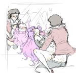  1boy 1girl ahegao brown_hair cum cum_in_pussy kirishima_romin looking_at_mirror mirror oc_x_canon open_clothes original pink_hair sketch yu-gi-oh! yu-gi-oh!_sevens yufer_ashikaga 