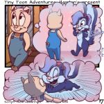  2018 comic digital_media_(artwork) duo fantasy female fifi_la_fume hamton_j_pig jewelry lirkov male mammal pig porcine skunk tiny_toon_adventures warner_brothers 
