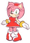  2018 absurd_res amy_rose anthro boots clothing female footwear gloves green_eyes hair hairband hedgehog hi_res mammal pink_hair short_hair simple_background smile solo sonic_(series) supersegasonicss video_games 